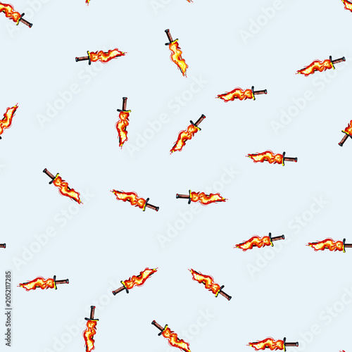 Bild auf Leinwand seamless pattern game sword effect cartoon