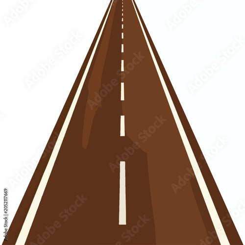 Straight perspective view of a paved brown asphalt road.