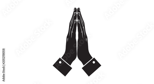 Fotografie Praying hands silhouette on a white background simple graphic design