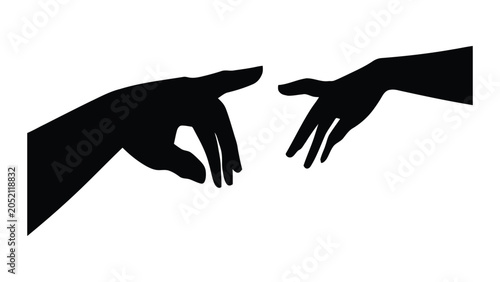Фотография Hands reaching towards each other in a silhouette style depict a gesture of connection and human interaction