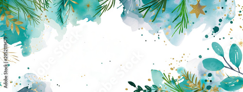 Soft hues of blue and green blend together, adorned with delicate leaves and golden stars, creating an enchanting backdrop for invitations and decor at celebrations