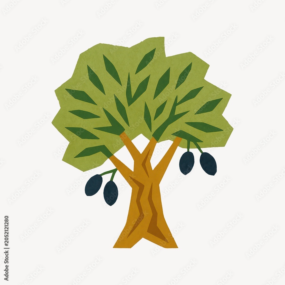 Obraz premium Colorful abstract olive tree illustration.