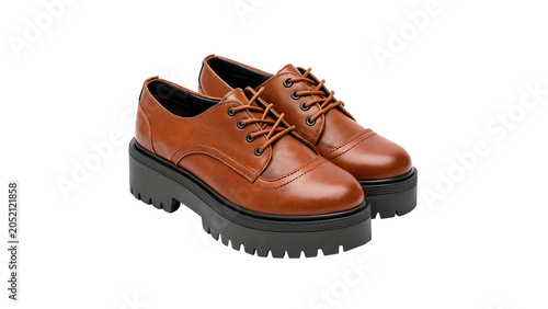 Foto Pair of classic brown leather men shoes footwear on a transparent background