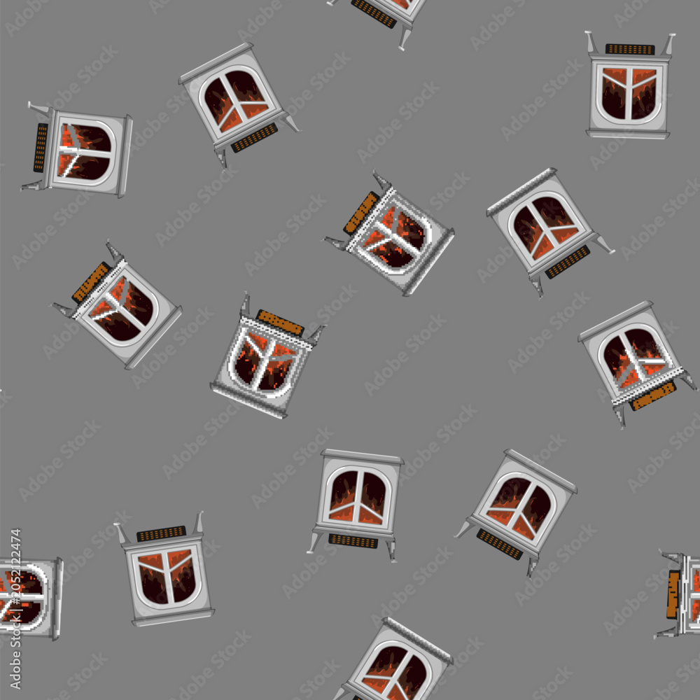 Obraz premium seamless pattern flame fireplace cartoon. flame fireplace sign vector