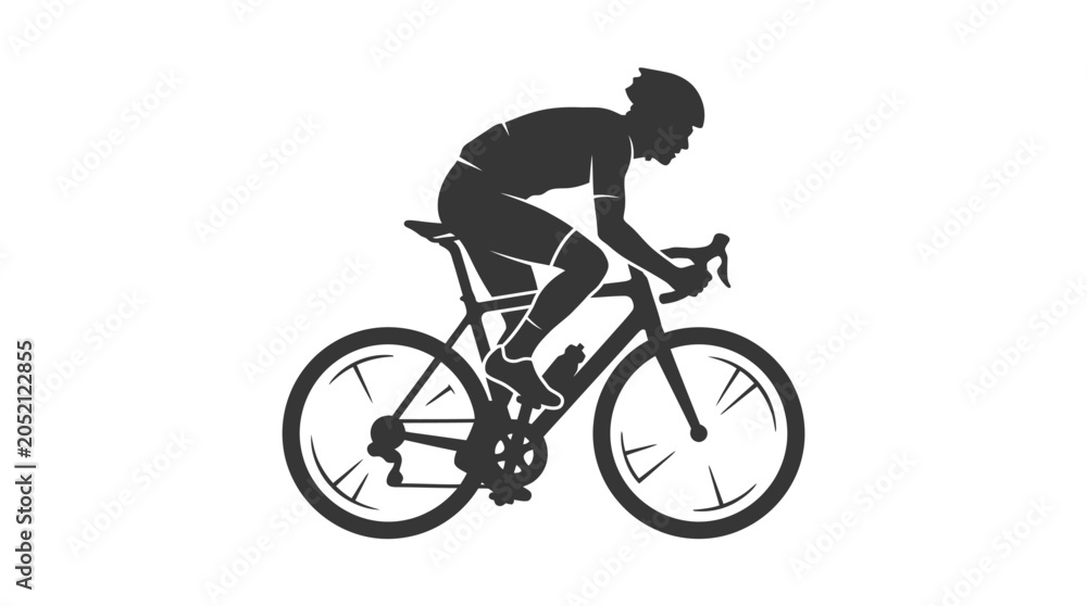 Obraz premium Cyclist Silhouette, Minimalist Sports Icon, Cycling on a White Background