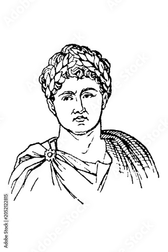 Billede på lærred François-Joseph Talma (1763-1826), French actor, in classical costume with laurel wreath and toga, old vintage illustration, 1897
