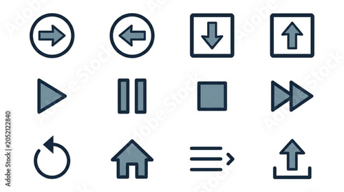 Slika na platnu Icon Set for Media Controls and Navigation.