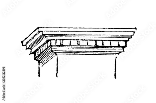 Принти на полотні Classical architectural cornice with dentils (denticules) and linear decorative moldings, old vintage illustration, 1897