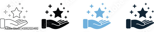 Foto Set of benefit icon collection in multiple styles featuring modern web and mobil