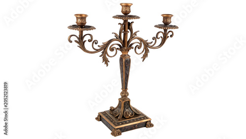 Canvas-taulu Vintage antique metallic candelabra or candle holder object on a transparent bac