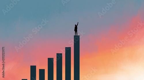 Financial Freedom and Investment Success Concept with Rising Stock Market Chart at Sunrise
