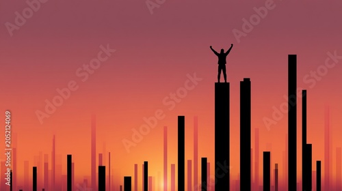 Financial Freedom and Investment Success Concept with Rising Stock Market Chart at Sunrise