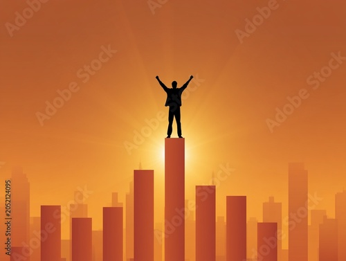 Financial Freedom and Investment Success Concept with Rising Stock Market Chart at Sunrise