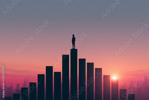 Financial Freedom and Investment Success Concept with Rising Stock Market Chart at Sunrise