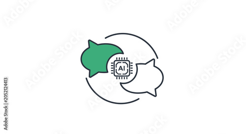 A Circular Logo With A Green Speech Bubble In The Center Inside The Speech