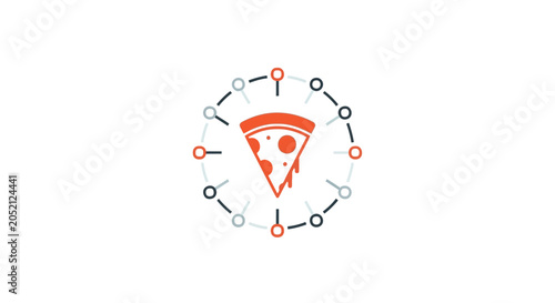A Circular Logo With A Slice Of Pizza In The Center The Pizza Slice Is
