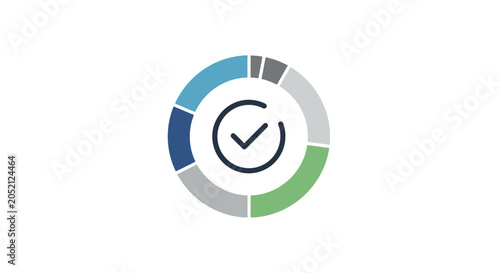 A Circular Pie Chart With A Checkmark In The Center The Chart Is Divided