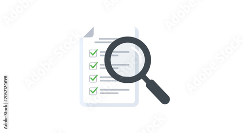 A Digital Illustration Of A Document With A Magnifying Glass Hovering Over