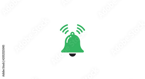 Fotografie Green notification bell icon alert symbol.