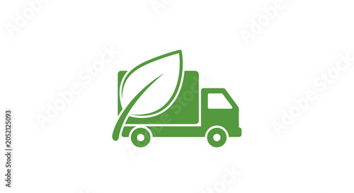 Green Recycling Truck with Leaf.
