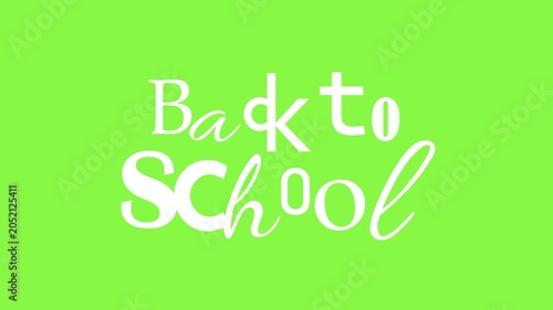 Back to school typography on green screen for education