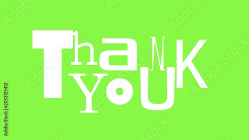 Thank you text lettering on green background