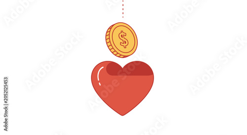 Heart with dollar coin above it.