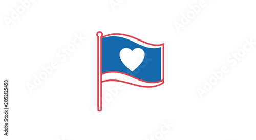 Heart shaped symbol on flag.