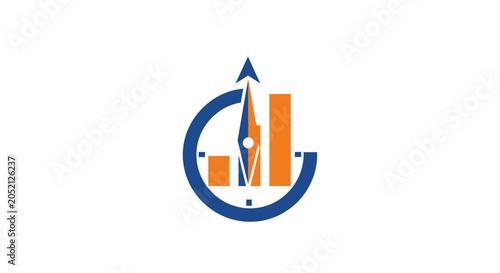 Stylized Graph with Arrow and Bars.