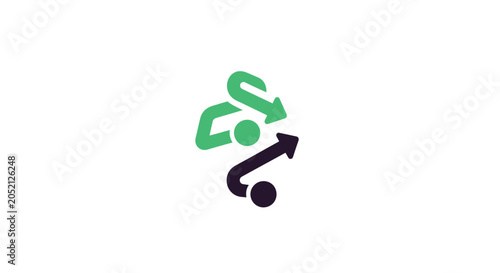 Stylized Green and Black Arrow Logo Design.