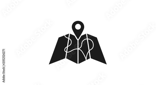 Stylized Map Pin Icon with Navigation.