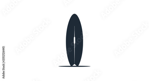 Surfboard Standing Upright on White Background.