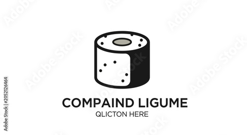 Sushi Roll Simple Black White Illustration Design.