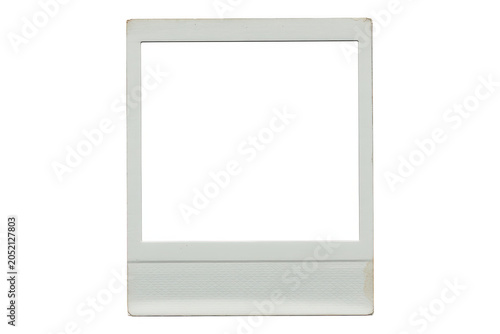 Vintage instant frame with a white border and slightly worn texture isolated on a white background, for memories and