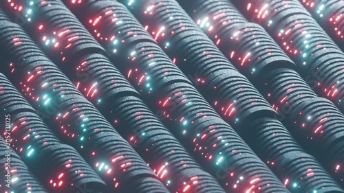 Futuristic 3D sci-fi cylinder shapes motion graphic background 4k seamless loop