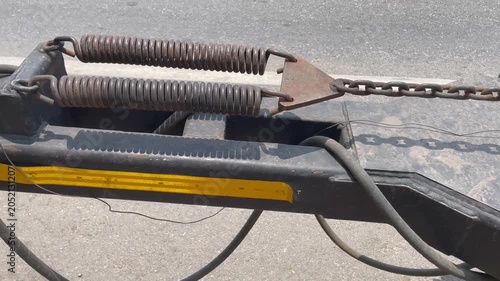 Heavy Duty Trailer Hitch Coupling with Safety Chain Closeup