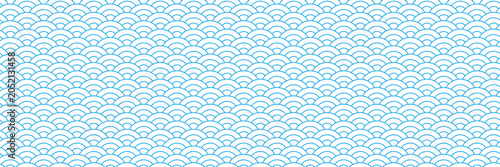 Japanese traditional ocean wave pattern. Seamles geometric semi circle background. Vector