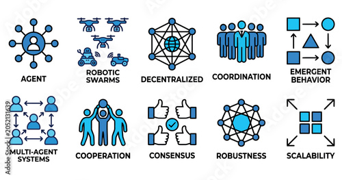 Solid icon set collection for agent robotic swarms decentralized and more editable vector illustration mega pack