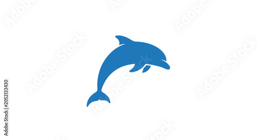 Foto Blue dolphin jumping out water.