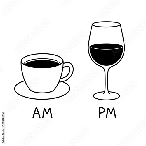 Bild auf Leinwand From dawn till dusk: A perfect pair—start your day with coffee and unwind with wine