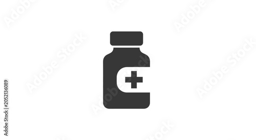 Fotografía A Black And White Icon Of A Medicine Bottle The Bottle Is Rectangular In