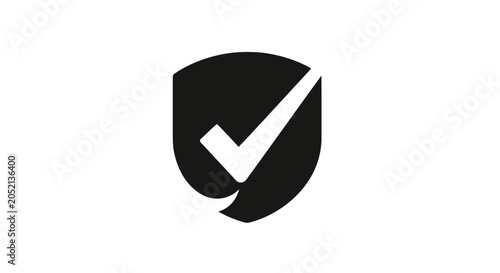 Fotografia Black Shield with White Checkmark Icon.