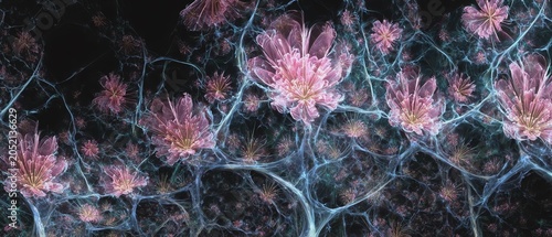 Beauty of pink blossoms with glowing background.