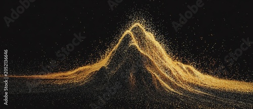 Abstract mountain shaped with fine particles.