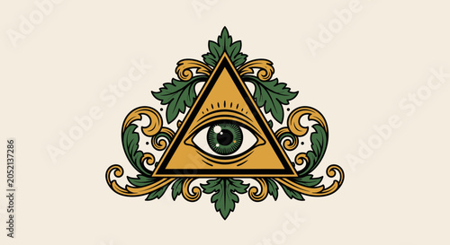 Cuadro en lienzo All seeing eye in triangle symbol 12.