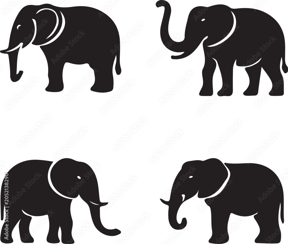 Fototapeta premium Set of elephant silhouettes