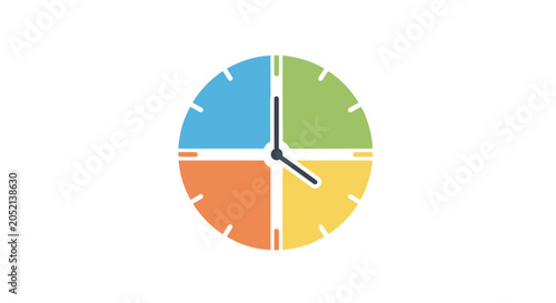 Принти на полотні A Circular Clock Face With A White Background The Clock Face Is Divided