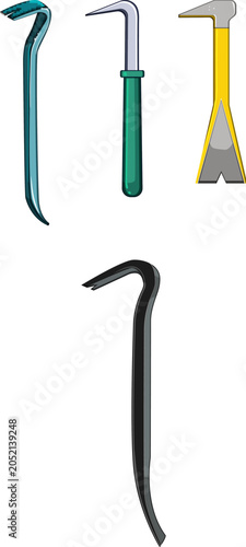 Photos Collection of essential hand tools featuring various pry bars, ideal for constru