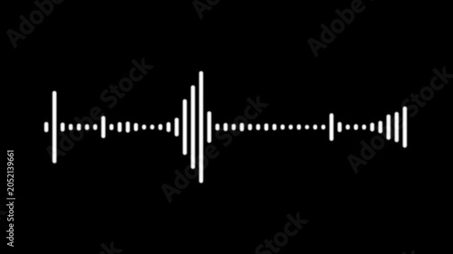 Audio waveform spectrum animation, white sound wave visualizer, music equalizer frequency lines, digital audio meter, voice record signal, transparent alpha channel 4K motion background
