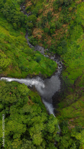The Tad Fane waterfall, on the Bolaven Plateau in Laos aerial view